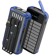 SOXONO Solar Charger Power Bank, PD 20W Fast Charging External Batter, 40000mAh Portable Phone Ch...