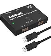 Displayport 1.4 Switch Bi-Directional (with 5ft DP Cable 4K 2Pcs), BolAAzuL 8K DP 1.4 Splitter Sw...
