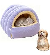 Cat Dog Cave Bed, 2026 New Winter Cave for Cat and Small Dog, Warm Plush Covered Cat House with R...