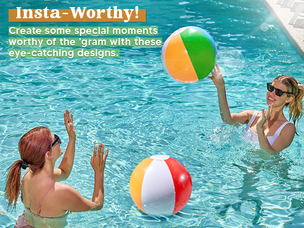 JOYIN 2-Pack 20" Beach Balls - Pool Toys Large Inflatable Beach Ball Swimming Pool Water Games