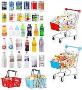 135Pcs Mini Shopping Cart Basket Miniature Food Drink Toy Supermarket Metal Handcart Dollar Bills...