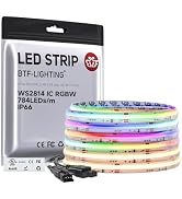 BTF-LIGHTING FCOB COB LED Strip Light IP66, WS2814 Smart IC RGBW 3000K Color Chasing Light, UL Li...