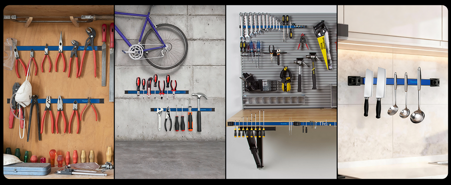 Magnetic Tool Holder Rack Set Magnet Tool Strip Workshop Garage Organization Bar