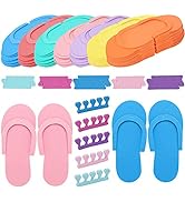 Tbestmax 24 Pair Disposable Flip Flops, Random Color Foam Slippers for Foot Spa Pedicures in Kid ...
