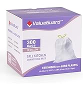 ValueGuard Trash Bags Garbage Bag 13 Gallon Drawstring Tall Waste Bag for Kitchen Office Party 0....
