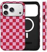 SenRiCase for iPhone 17 Pro Max Case Cute Checkered Phone Case Compatible with MagSafe, Dual-Laye...