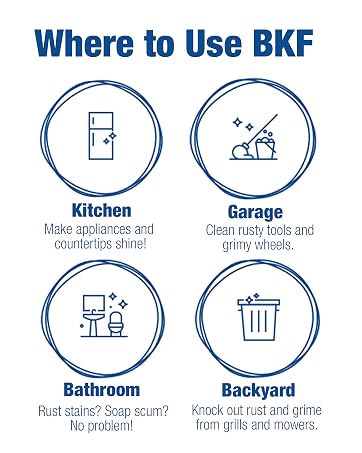 Use in the Kitchen, Garage and Bathroom on rust and grime