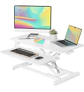 JOY worker Standing Desk Converter, 32" Wide Height Adjustable Sit Stand Up Desk Riser with Keybo...