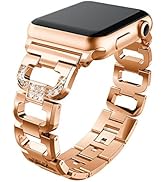 Strap Compatible with Apple Watch 41mm Band - Metal Stainless Steel with Crystal Diamond Shiny Rh...