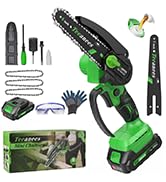 TEEANEES Mini Chainsaw Cordless 6 Inch, Electric Chainsaw Battery Powered with Auto Oiler, Securi...