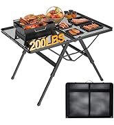WildFinder 3 FT Folding Grill Table, Portable Camping Table for Outside, Adjustable Height Foldin...