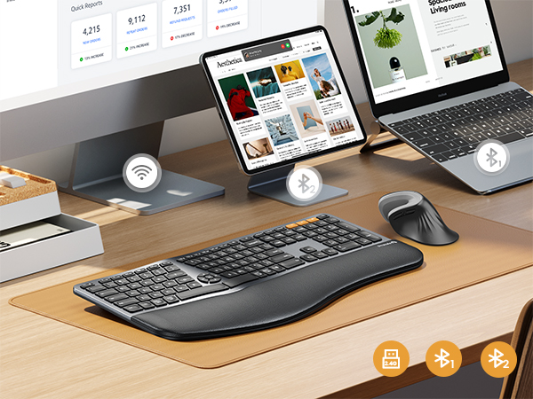 Backlit Wireless Ergonomic Keyboard
