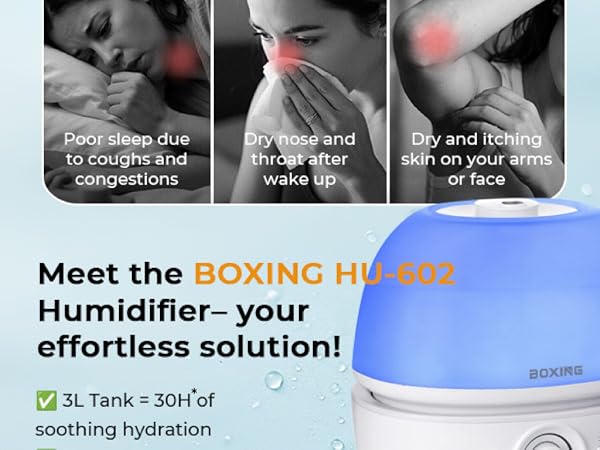 3-liter water tank lasts up to 30 hours