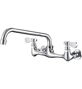 BWE Kitchen Faucet Wall Mount with 10 Inch Swivel Spout 8" Center Commercial Sink 2-Handle Faucet...