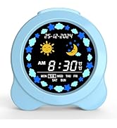 Kids Alarm Clock, Sun & Moon LED Display with Day & Date, Children's Sleep Trainer with Night Lig...