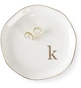 HOME SMILE Initials Ring Dish Jewery Tray with Personalized K-Monogrammed Engagement Wedding Gift...