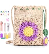 Fedmut Crocheted Starter Kit Phone Bag Crochet Kit with Yarn Hook for Adult | Knitting Handbag Se...