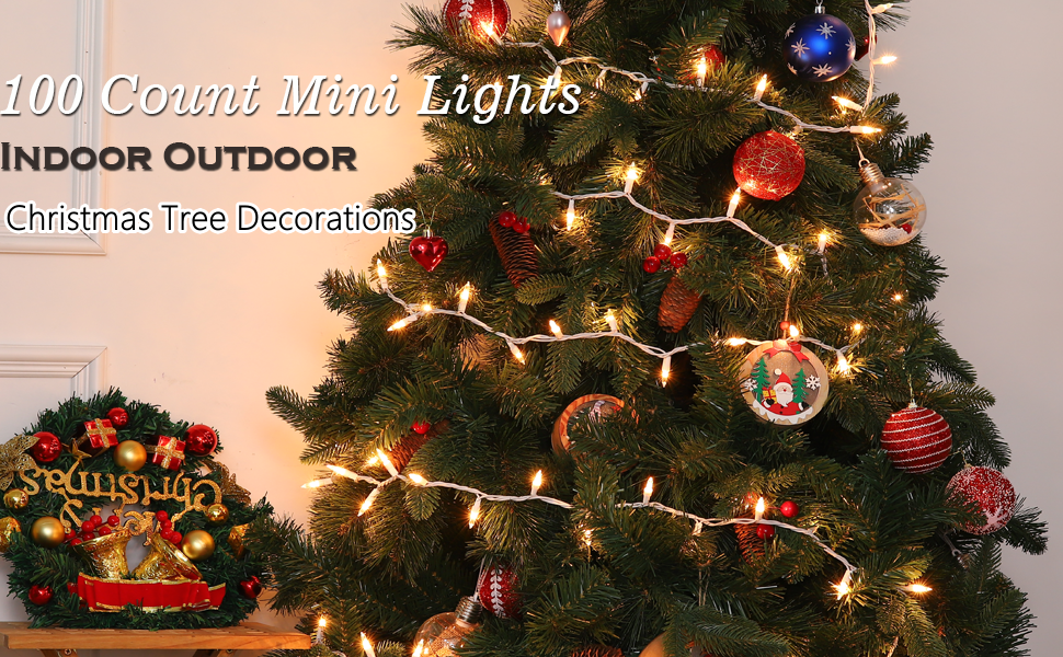 100 COUNT MINI CLEAR LIGHT FOR CHRISTMAS TREE DECORATIONS