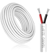 DEKIEVALE 16 Gauge 2 Conductor Electrical Wire, 32.8FT White Stranded Low Voltage 16/2 Cable PVC ...