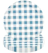 KFJBPB 50Pcs Blue Gingham Paper Plates 7Inch, Disposable Blue and White Checkered Plates Cake Din...