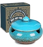 Ceramic Ashtray with Lids Cigar Accessories Outdoor Windproof Ashtrays for Cigarettes Ash Tray Gi...