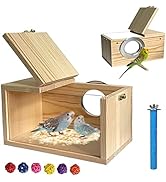 MUYG Transparent Parakeet Nesting Box,Wooden Parrot Nest Breeding Box with Perch Natural Bird Hou...