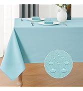 Veblandy Rectangle Tablecloth Waterproof 52x70 inch Linen Textured Table Cloth Stain and Wrinkle ...