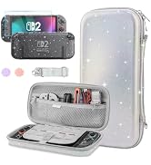 GLDRAM Carrying Case for Nintendo Switch 2 (2025), Glitter Accessories Bundle with Silver Travel ...