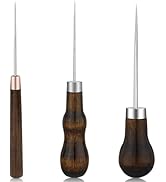 ZXIIXZ 3 Pack Leather Scratch Awl Tool, Awl Tool Sewing with Gourd Shape Wooden Handle for Stitch...