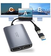 USB C to Dual HDMI Adapter, 1080P 60Hz Multi-Monitor Splitter for MacBook/PC/Laptop - USB-A/USB-C...