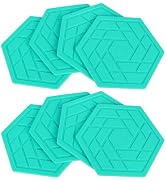 Shinemade Drink Coasters, Set of 8 - Easy Coasting Extra Thick Premium Silicone Barware (Aqua Sal...