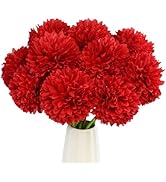 YGbridge Artificial Chrysanthemum Flowers, 12Pcs Red Ball Flowers, Burgundy Fall Flowers for Chri...