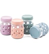 MICEBAY 4-Pack Overnight Oats Containers with Lids and Protective Silicone Sleeve, 16 oz Glass Ch...