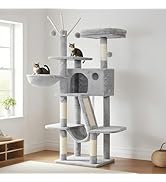 Hey-brother Cat Tree, 53 inch Cat Tower for Indoor Cats, Cat House with Padded Platform Bed, Toy ...