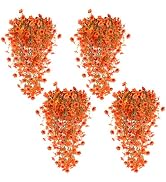 TURNMEON 4PCS Artificial Hanging Fall Flowers Fall Decorations, UV Resistant Realistic Fake Mums ...