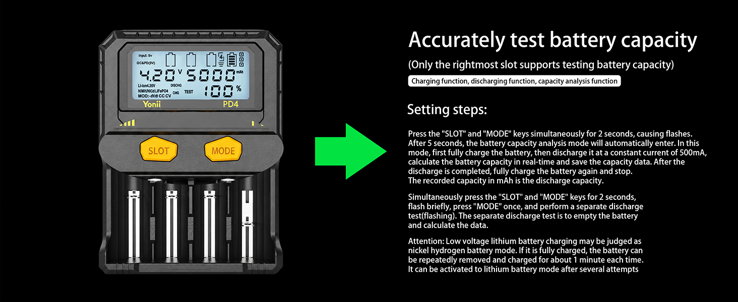 Yonii PD4 Battery Capacity Test Steps