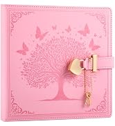 MINICAGIE Diary with Lock and Keys for Girls Heart-Shaped Locked Journal for Women, Square Leathe...