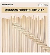 Moukiween Wooden Dowel Rods, 100PCS 1/8 x 12 Inch Round Wooden Sticks for Arts Crafts, Home Decor...