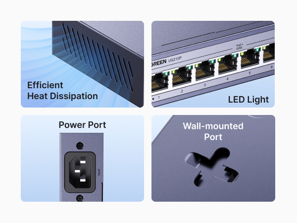 PoE Switch Ethernet Switch 10-Port 1000Mbps