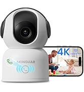 AKINGUAR 4K 8MP WiFi Camera, 4K 8MP 360°Pan/Tilt Indoor Camera, 2-Way Talk, One-Touch Calling, Fu...