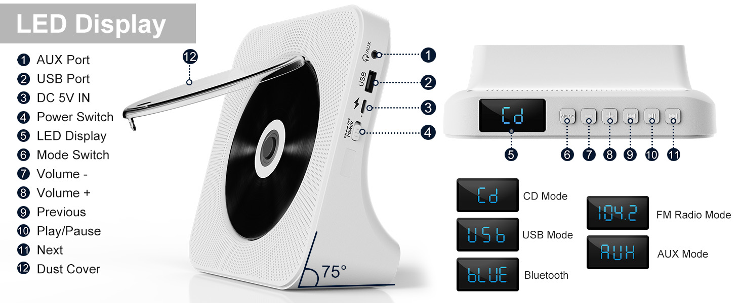 portable cd player with bluetooth