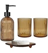 Glass Bathroom Accessories Set, 4Pcs Soap Dispenser Set Includes Soap Dispenser, Toothbrush Holde...