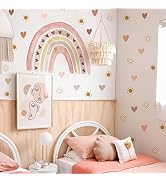 funlife Large Watercolor Rainbow Wall Decals Peel and Stick, Boho Yellow Sun Wall Decal Boho Hear...