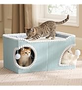 Bedsure Cute Cat House for Indoor Cats - Extra Wide Cat Scratch House with Large Top Sisal Scratc...