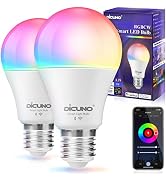 DiCUNO Smart Light Bulbs, Full Color Changing Bulb, Work with Alexa, Google Assistant, No Hub Req...