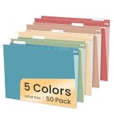 SUNEE Hanging File Folders, 50 Pack Letter Size Hanging File folders with 1/5-cut Tabs, Stay Orga...