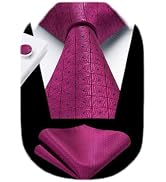 HISDERN Mens Tie Set Classic Woven Ties and Pocket Square Cufflinks Set Formal Business Wedding N...