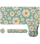 iLeadon Green Floral Desk Mat Sets for Desktop,Cute Computer Wrist Rest and Mouse Pad Set for Wom...