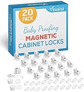 20 Pack Magnetic Cabinet Locks Baby Proofing - Vmaisi Children Proof Cupboard Drawers Latches - A...
