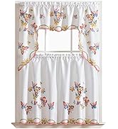 GOHD - 3pcs Kitchen Curtain / Cafe Curtain Set, Air-Brushed by Hand of Flying Butterfly Design (S...
